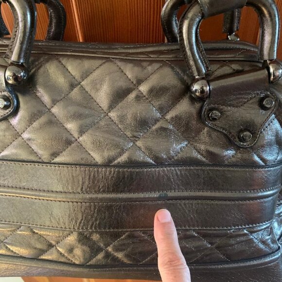 Burberry Prorsum Quilted Silver Metallic Leather Shoulder Bag - Picture 8 of 9